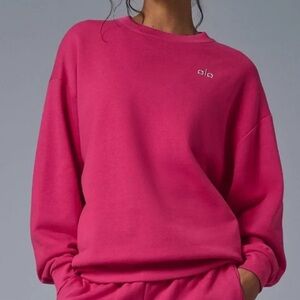 Alo Yoga Accolade Crew Neck Pullover Pink Summer Crush M